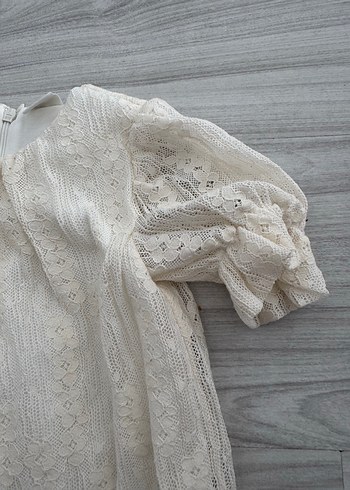 Kız Çocuk Beyaz Dantel Bohem Elbise - Görsel 4