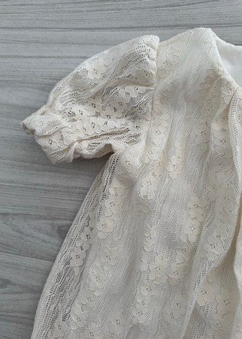 Kız Çocuk Beyaz Dantel Bohem Elbise - Görsel 5
