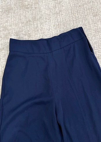 Lacivert Kadın bol paça Kumaş Pantolon - Görsel 2