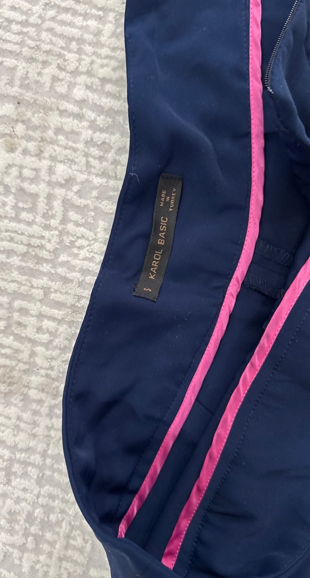 Lacivert Kadın bol paça Kumaş Pantolon - Görsel 4