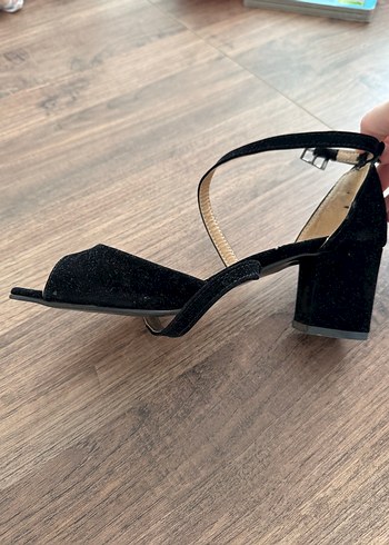 Siyah Süet Bağcıklı Kadın Blok Topuklu Ayakkabı - Görsel 2