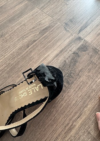 Siyah Süet Bağcıklı Kadın Blok Topuklu Ayakkabı - Görsel 3