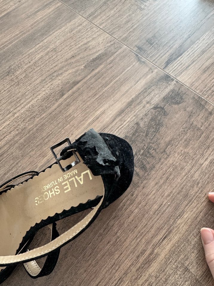 Siyah Süet Bağcıklı Kadın Blok Topuklu Ayakkabı - Görsel 3