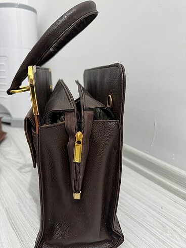 Kahverengi desenli çanta - Görsel 3