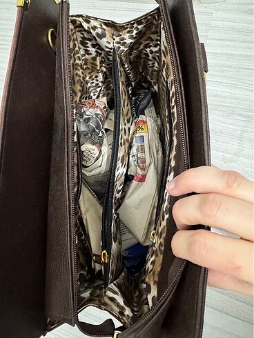 Kahverengi desenli çanta - Görsel 4