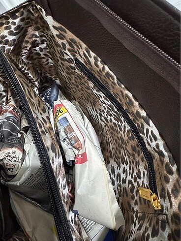 Kahverengi desenli çanta - Görsel 5