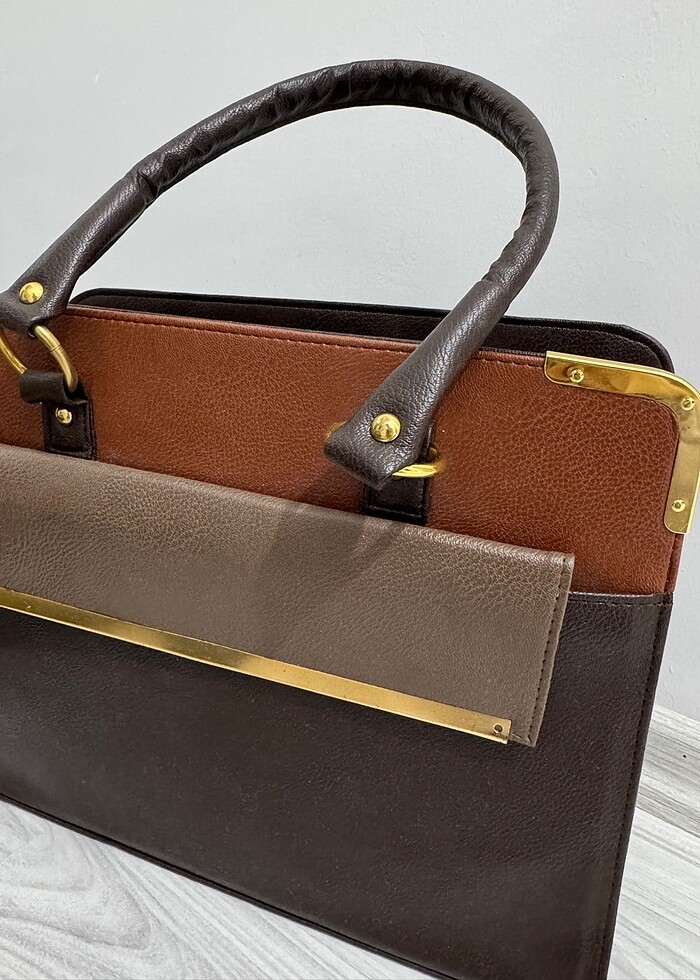 Kahverengi desenli çanta - Görsel 2