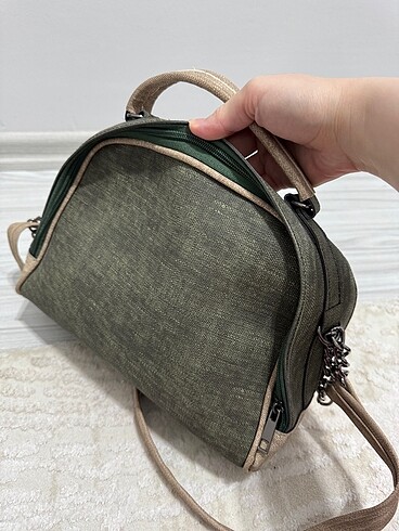 Yeşil krem çapraz çanta - Görsel 3