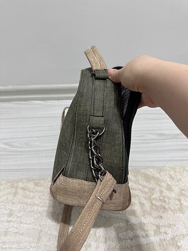 Yeşil krem çapraz çanta - Görsel 5