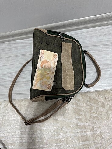 Yeşil krem çapraz çanta - Görsel 8