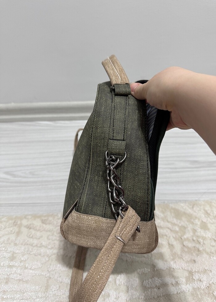 Yeşil krem çapraz çanta - Görsel 5