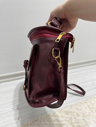 Bordo çapraz kutu çanta - Görsel 3