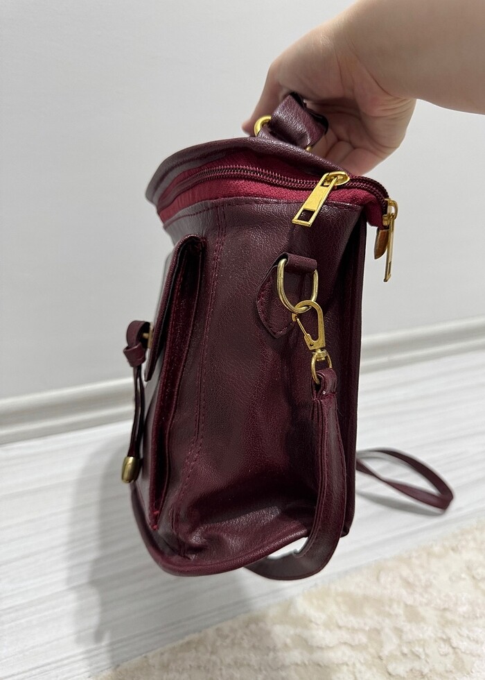 Bordo çapraz kutu çanta - Görsel 3