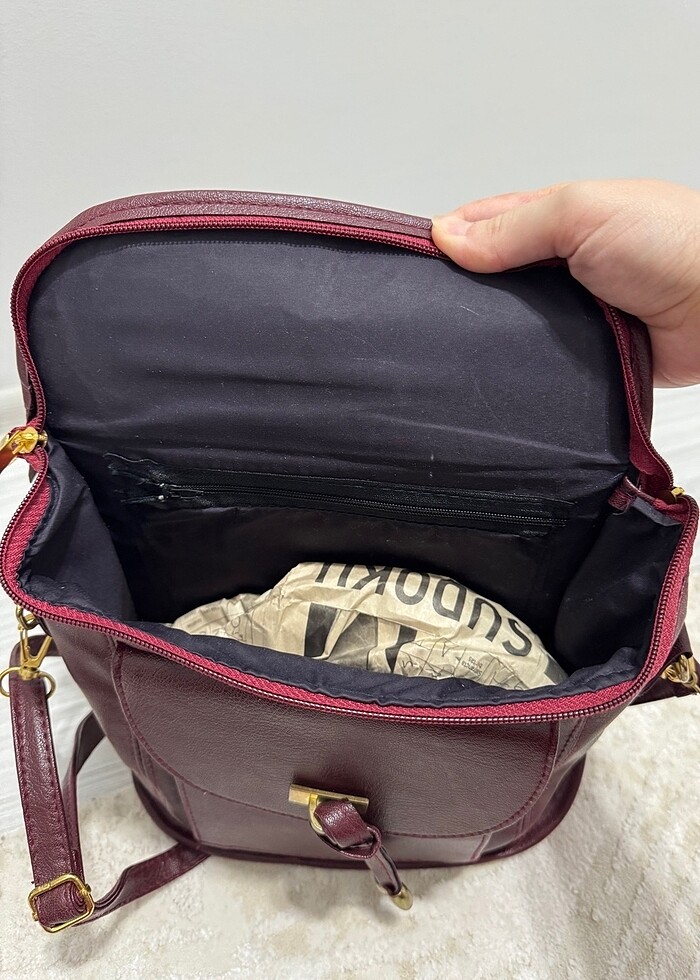 Bordo çapraz kutu çanta - Görsel 4