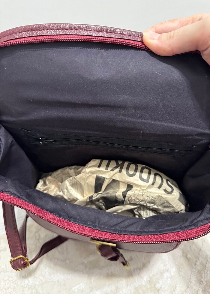 Bordo çapraz kutu çanta - Görsel 5