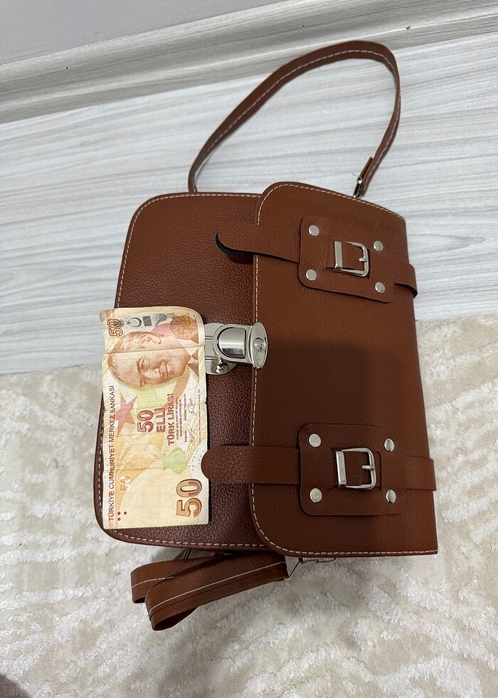 Kahverengi çapraz çanta - Görsel 5