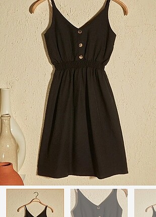 H&M düğmeli siyah elbise