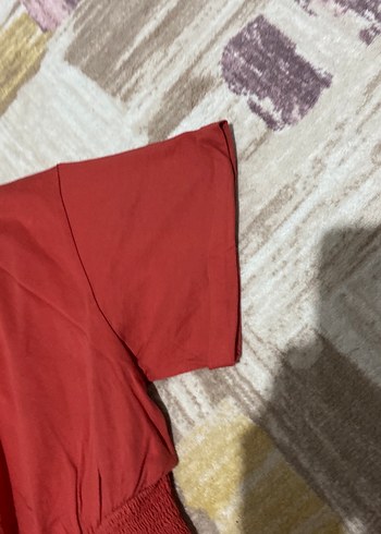 m Beden kırmızı Renk Kısa Kollu Kırmızı Kadın Bluz