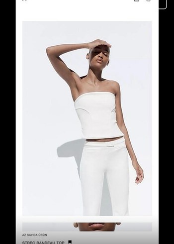 Zara Zara Beyaz Midi Kadın Kumaş Pantolon
