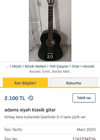 universal Beden Adams klasik gitar