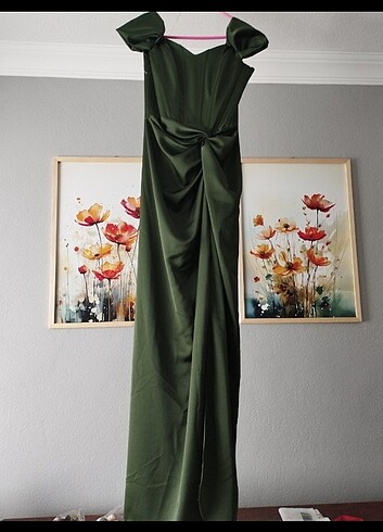 Lafaba yeşil abiye gece elbisesi  - Görsel 4