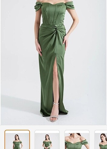 Lafaba yeşil abiye gece elbisesi  - Görsel 5