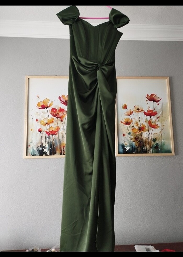 Lafaba yeşil abiye gece elbisesi  - Görsel 4