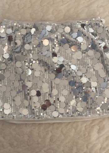 Gri Payetli Mini viral shein etek - Görsel 4
