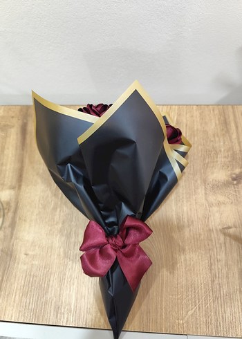 El Yapımı saten gül buketi - Görsel 3