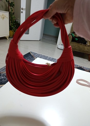 Diğer Kırmızı Deri Elastik Kadın Çanta