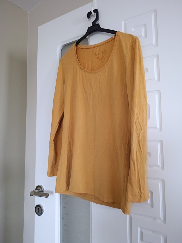 Sarı Uzun Kollu Hamile Tişört - Görsel 4