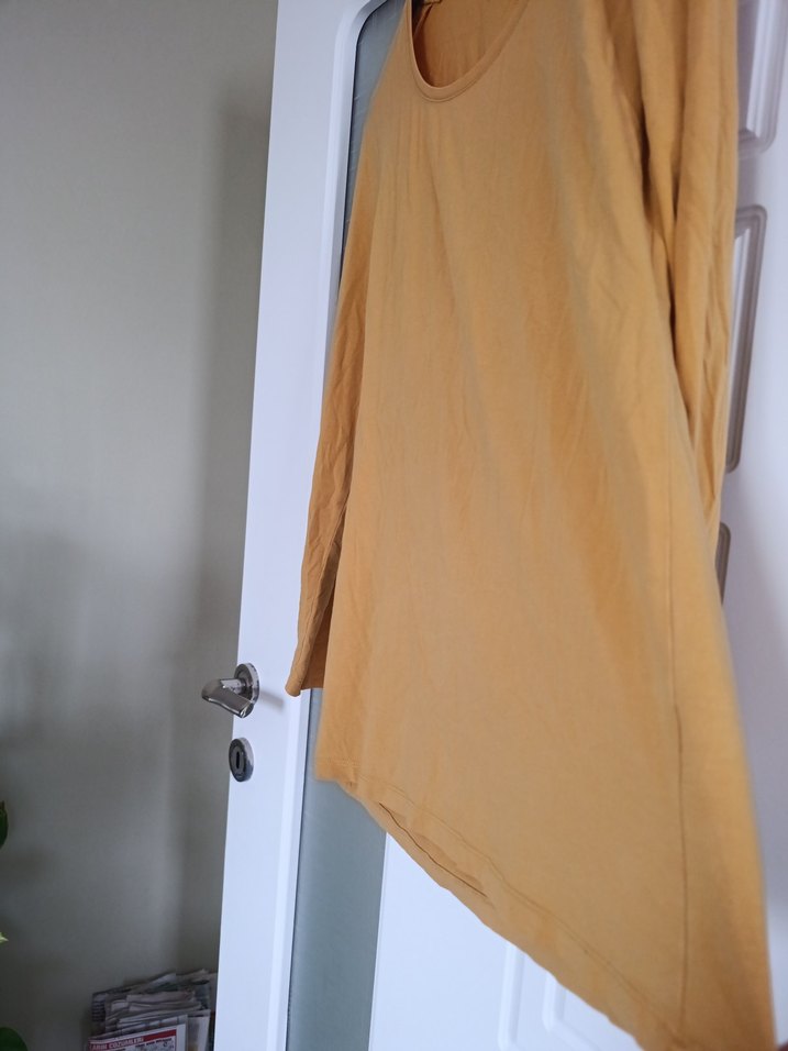 Sarı Uzun Kollu Hamile Tişört - Görsel 3