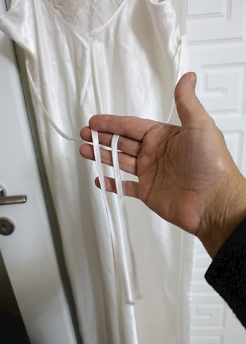 Beyaz Uzun Askılı Hamile Gecelik - Görsel 6