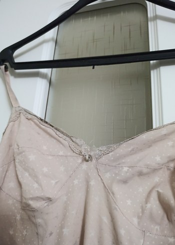 Beyaz İnce Askılı Mini Hamile Geceliği - Görsel 4