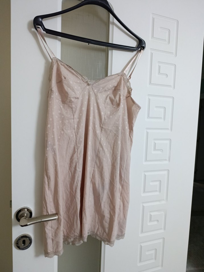 Beyaz İnce Askılı Mini Hamile Geceliği - Görsel 5