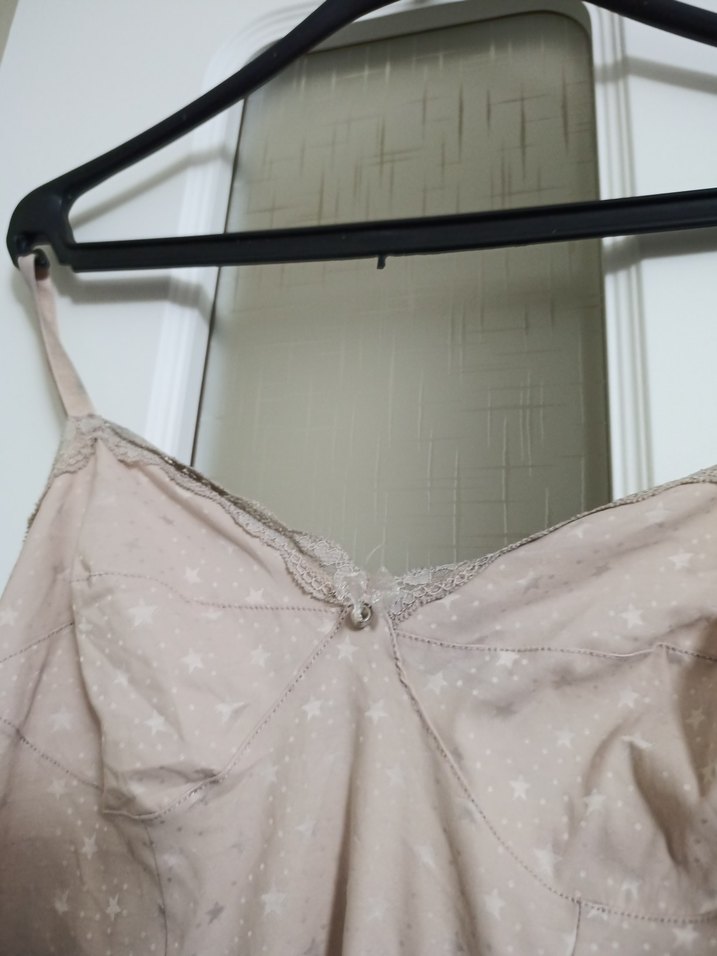 Beyaz İnce Askılı Mini Hamile Geceliği - Görsel 4