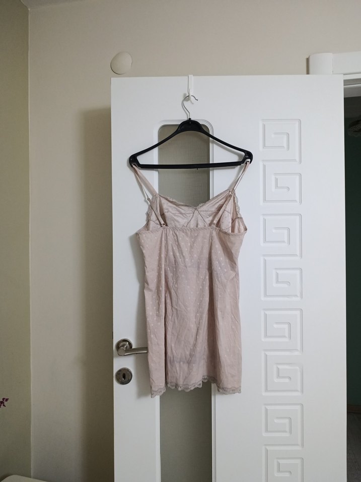 Beyaz İnce Askılı Mini Hamile Geceliği - Görsel 2