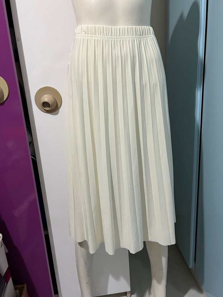 Beyaz Pilili Uzun Kadın Etek - Görsel 2