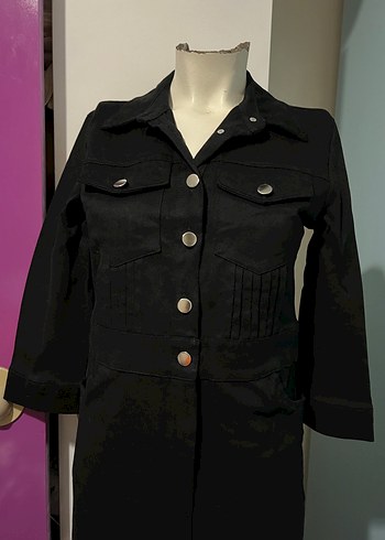 Düğmeli Siyah Uzun Kadın Elbise - Görsel 7