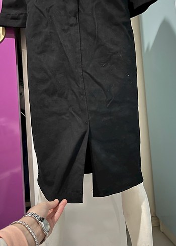 Düğmeli Siyah Uzun Kadın Elbise - Görsel 4