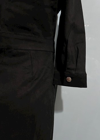 Düğmeli Siyah Uzun Kadın Elbise - Görsel 12