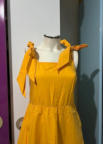 Uzun Sarı Askılı Bohem Elbise - Görsel 2