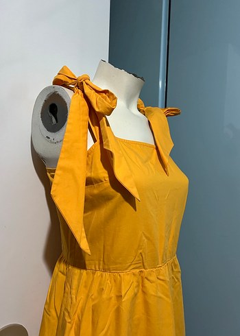 Uzun Sarı Askılı Bohem Elbise - Görsel 3