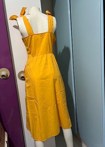 Uzun Sarı Askılı Bohem Elbise - Görsel 5