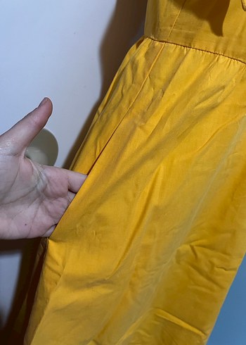 Uzun Sarı Askılı Bohem Elbise - Görsel 4