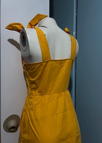 Uzun Sarı Askılı Bohem Elbise - Görsel 6