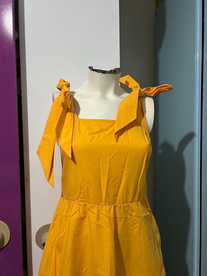 Uzun Sarı Askılı Bohem Elbise - Görsel 2