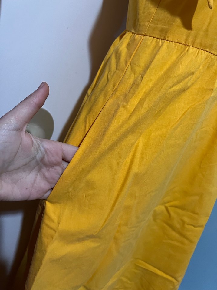 Uzun Sarı Askılı Bohem Elbise - Görsel 4