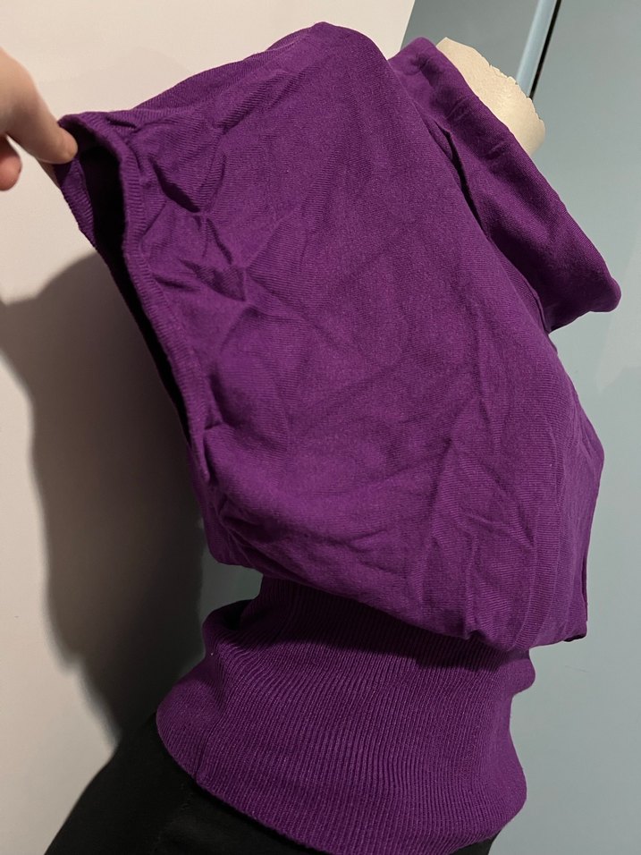 Mor Yüksek Yakalı Kolsuz Örgü Kadın Kazak - Görsel 3