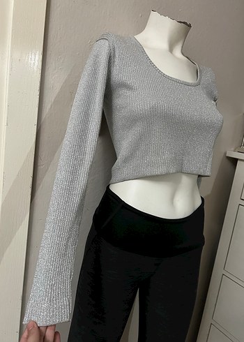 Gri Kadın Triko Uzun Kollu Basic Kazak - Görsel 3